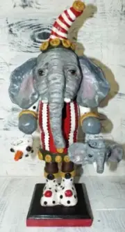Folk Art Original One of a Kind Santa Elephant NutCracker Character Art