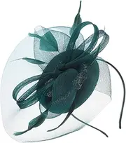 [KAILIKETIY] Bridal Feather Mesh Hair Accessories Hat and Linen Headdress (Light Blue) Women Banquet Hat Women Hat Fancy Hats for Women Hat Women Tiara Pearl Headband Bride Fascinator Sky-Blue