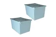 2x Boxsweden 42L 52cm Tetra Storage Box w Lid Stackable Home Organiser Assorted