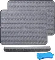 Dish Drying Mat ,Silicone Drying Mats for Kitchen Counter,Flexible Rubber Drying Mat, Heat Resistant Silicone Trivet, Countertop Mat, Dish Draining Mat, Sink Mat (2pcs 61*45.7cm)