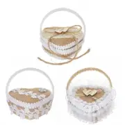 Wedding Rings Bearer Basket Burlap Punnet Bows for Big Wedding Commitment