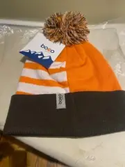 LIFE TIME RUN Orange Black White Boco Gear Knit Hat W/Pompom