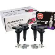 Hitachi 4 Left Ignition Coils NGK 4 Ruthenium HX Spark Plugs Kit For Hyundai Kia (for: Kia)