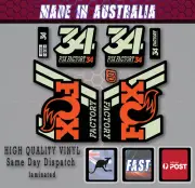 FOX style Factory 34 Fork Decals Stickers orange/ Pistacio /black. laminated