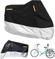 Premium Adult Tricycle Cover, Universal for All 3 Wheel Bike Motorcycle Outdoor and Indoor Cover Storage (104" x 43.3" x 49") (Black & Silver, 210D)