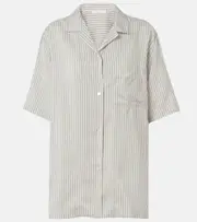 [The Row] The Row Jorge striped silk shirt AU 14 white