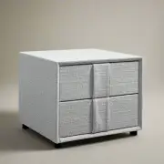 Ritt Grey Fabric Bedside Table with Drawers/Timber Frame Nightstand