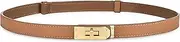 [ANHAISHUILV] Women's Skinny Leather Belt with Adjustable Silver Turn-Lock Buckle - Ideal for Dresses, Jeans, and Coats, Black