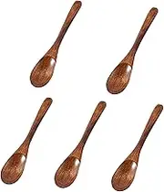 5pcs Wooden Spoons, Eco Friendly Table Spoon,Wood Soup Spoons Set,Small Serving Spoons Wooden Teaspoon Durable Kitchen Serving Spoon Scooper,for Cooking, Condiments, Honey,Eating Mixing Stirring