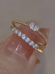 [Special Sale Price] 2pcs Rhinestone Love Sparkling Adjustable Ring - One Size