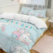 v370 Cinnamoroll 3-Piece Twin Bed Set - Includes 1 Single Comforter And 2 Pillowcases Bedding - Fade Resistant Microfiber - Cinnamoroll io370
