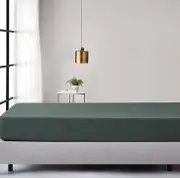 100% Jersey Cotton Soft Stretchy Breathable Fitted Sheet - Forest Green - Queen Size