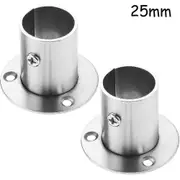 2 X Stainless Steel Pipe Flange Socket Rod Holder Bracket Bracket 25mm