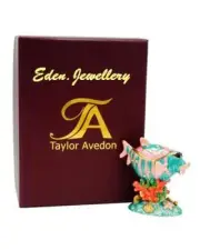 Pretty TAYLOR AVEDON Keepsake Trinket Crystal Jewellery Box Clown Fish JB11372