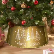 Metal Christmas Tree Collar, Gold Pine Trees Mini Tree Ring Decor 23 Inch Dia...