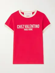 [Valentino Garavani] Valentino Garavani - Printed Cotton-jersey T-shirt - Red - x small x small Red