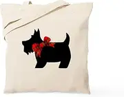 CafePress Scottie Dog with Bow Tote Bag Natural Canvas Tote Bag, Reusable Shopping Bag