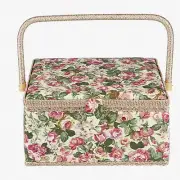 FloralCraft Sewing Basket: Rural Style Organizer for Threads, Pins, Scissors & M