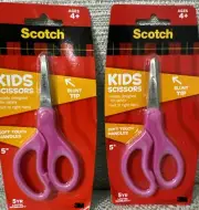 SET OF 2 Blunt Tip Kids 5" Scissors, Scotch 3M, Pink Color Brand New L2