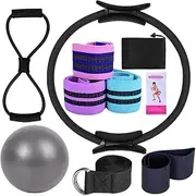 Pilates Essentials Kit for Women,Yoga Sets at Home Equipment,Pilates Ring Booty Bands for Working Out Glutes Yoga Ball Yoga Bands for Stretching