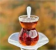 Topkapi - 18-Piece Turkish Tea Set Lina-Sultan, 6 Tea Glasses, 6 Coasters, 6 teaspoons, Complete Set