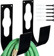 2 Pieces Garden Hose Holder, Durable Telescopic Garden Hose Water Pipe, Wall Mount Hose Storage Hooks, 5.1 * 2.9 * 8.46inch, 10kg Load Capacity, Black