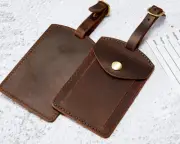 cow Leather travel luggage baggage ID name card tag case holder bag coffee H966