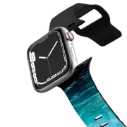 Apple Watch Series 4-6, SE (44mm) Impact Band OCEAN CALLING 2 TEAL GREEN WATCH BAND, SPLASH WAVES SEA COASTAL BEACH ABSTRACT PAINTING