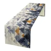 Watercolor Blue Pine Trees Table Runner, Forest Woodland 13x90inch Forest-2