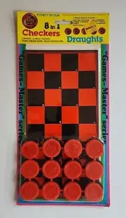 Rare VTG Dime Store Checker Set 8 In 1 Games Master Series Checkers Draughts NOS