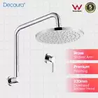 Decaura Chrome Brass Gooseneck Shower Arm 9" ABS Rain Shower Head Set/Mixer WELS
