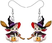 [SHIGIE] Halloween Acrylic Adorable Witch Hat Black Cat Earrings Pumpkin Cloak Dangle Festival Jewellery For Women Kitten Lovers Gifts