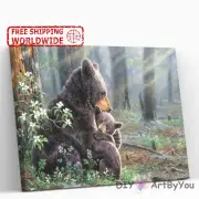 Paint By Numbers Kit Bear Animal Kids Draw Beginner Framed Acrylic Brush Home