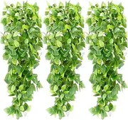 WOHSEROM 3PCS Artificial Hanging Plants Indoor 3ft Fake Ivy Plant Fake Vine Plants for Wedding Wall House Room Patio Indoor Outdoor Home Shelf Office Decor