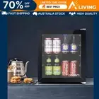 46L Bar Fridge Glass Door with Light Black Mini Fridge Beverage Cooler 6L-BK