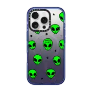 iPhone 16 Pro Impact Case MagSafe Compatible Cute Green UFO Space Alien Drawing Pattern