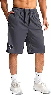 [G Gradual] Men's Basketball Shorts with Zipper Pockets Lightweight Quick Dry 11" Long Shorts for Men Athletic Gym