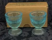 Set Of 2 Longaberger Blue Glass Egg Cups