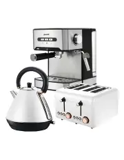 [Pronti] Toaster, Kettle & Coffee Machine Breakfast Set in White