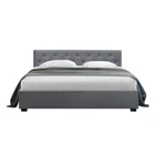Gas Lift Storage Bed Frame Queen Size Mattress Base With Tufted Headboard Grey