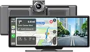 10.26'' Dash Cam 4K Car Mirror Video Player Wireless Carplay Android Auto GPS Car Monitor Multimedia Rearview Camera Dashboard(6M DVR Rear Cam GPS,with 128G Card)