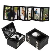 6-folding Hinged Picture Frames, 4x6 Inch High Definition Natural 4*6inch black