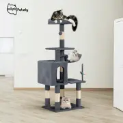 Petzly Cat Tree Tower Scratching Post Scratcher Condo Bed House 125cm Dark Grey