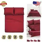 Breathable 400 Thread Count Burgundy Cotton Sheet Set - Fits Up to 16" Mattress