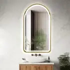 Backlit Arched LED Mirror Gold 100x75cm Frosted Touch Sensor Dimmable Defogger