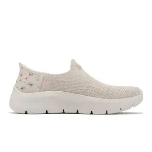 【SKECHERS】休閒鞋 Go Walk Flex Slip-Ins 女鞋 米白 玫瑰 避震 套入式 懶人鞋 健走鞋(124822-OWHT)