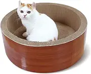 ScratchMe Cat Scratcher Post & Board, Round Cat Scratching Lounge Bed, Durable Pad Prevents Furniture Damage, 17.32'' x 17.32''x 6.11''