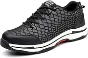 [MNSSRNN] Breathable Anti-Puncture Work Shoes, Anti-Smashing Wear-Resistant Comfortable Safety Shoes Non-Slip Rubber Bottom Lace-Up Sneakers,44