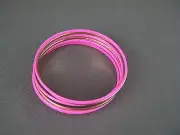 Pink Gold tone thin skinny set pack of 7 kids girls bangle bracelet 7 1/8" long