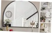 Black Vintage Arched Mirror, French Baroque Antique Wall Mirror, Traditional